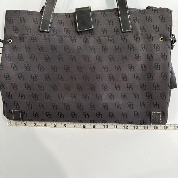 VTG Dooney & Bourke Y2K Black Large Shoulder Tote Signature Logo Leather Trim - Picture 8 of 9